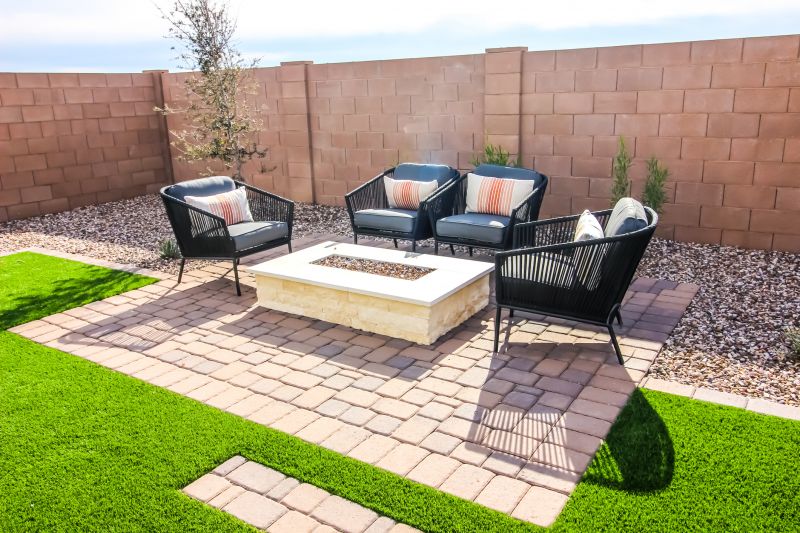 Brick paver patio with seating area
